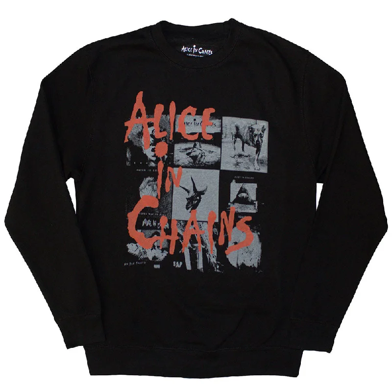 Alice In Chains | Official Band Sweatshirt | Albums Montage Hoodie with Hem Embroidery Detailed Premium