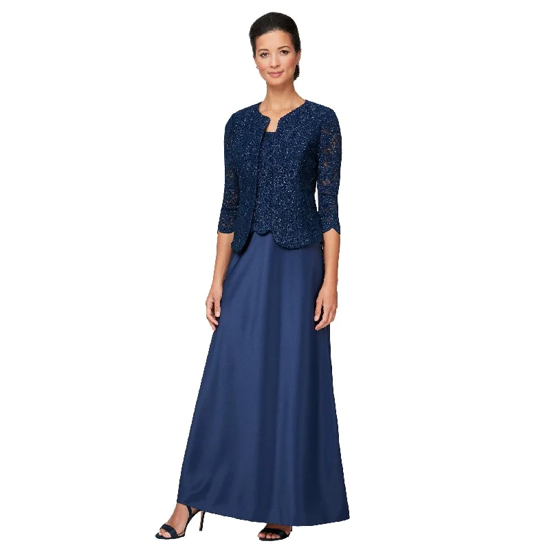 Alex Evenings AE81122326 Long Formal Jacket Dress Sale Snapped Jacket Toggled Jacket Drawstring Jacket