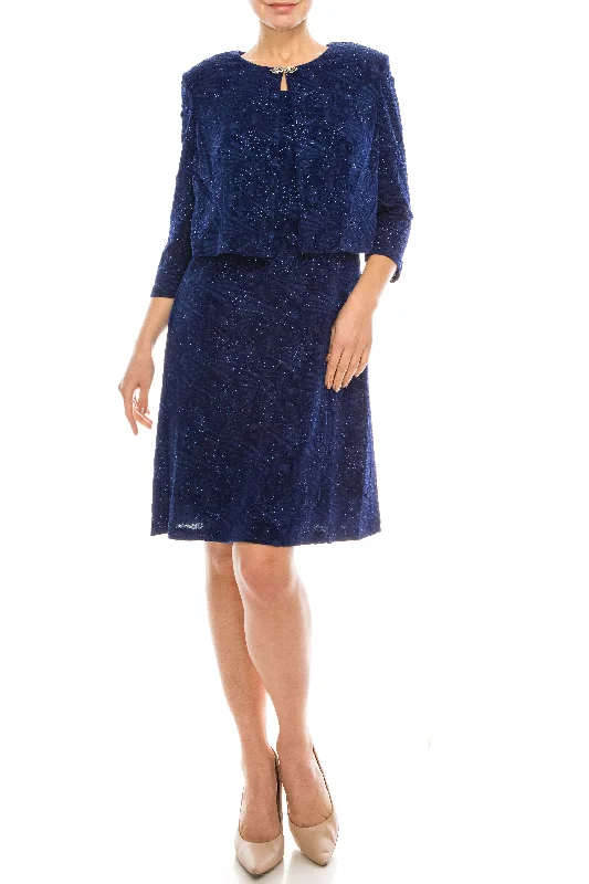 Alex Evenings 8125903 Short Metallic Jacket Dress Front Pockets Side Pockets Patch Pockets Alex Evenings 8125903 Short Metallic Jacket Dress Front Pockets Side Pockets Patch Pockets