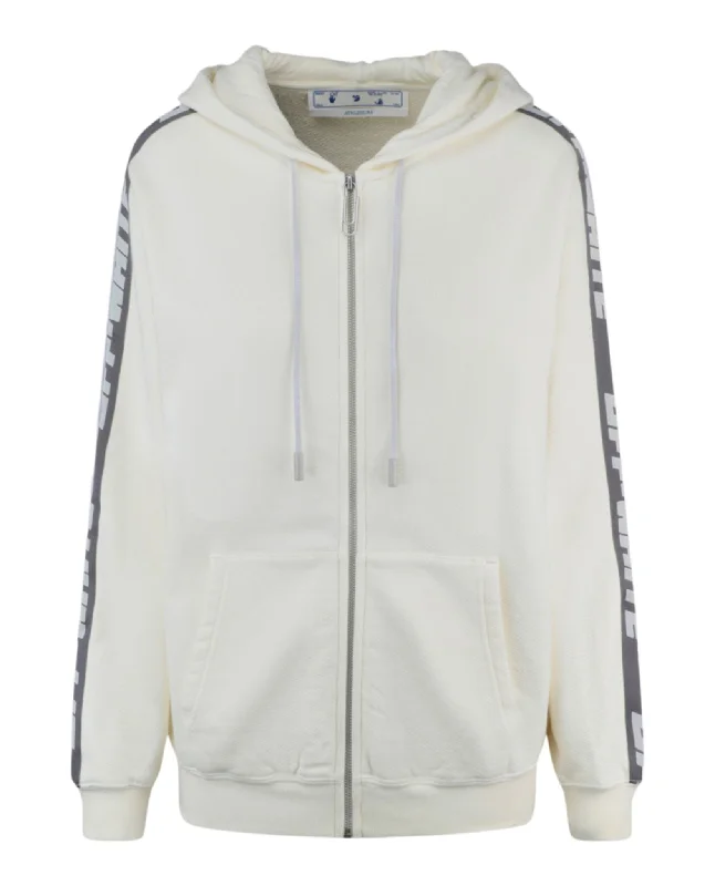 Athletic Logo Banded Zip-Up Jacket Boat Neck Shawl Collar Notched Collar