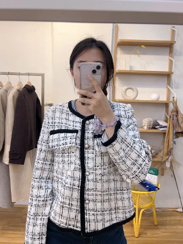 Black and white wool jacket Faux Fur Jacket Real Fur Jacket Shearling Jacket