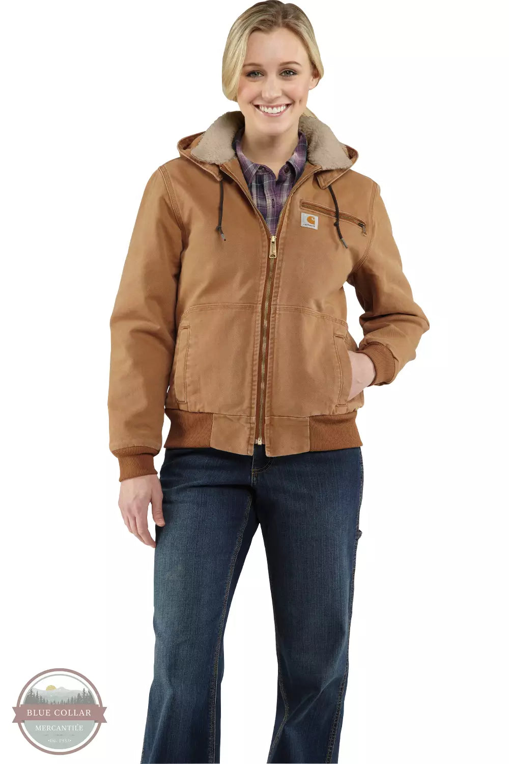 100815-211 Sherpa Lined Weathered Duck Jacket in Carhartt Brown Knit Jacket Woven Jacket Fleece Jacket 100815-211 Sherpa Lined Weathered Duck Jacket in Carhartt Brown Knit Jacket Woven Jacket Fleece Jacket