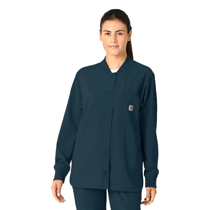 Carhartt Force Cross-Flex Women's Shirt Jacket - Navy Zippered Jacket Buttoned Jacket Snapped Jacket Carhartt Force Cross-Flex Women's Shirt Jacket - Navy Zippered Jacket Buttoned Jacket Snapped Jacket