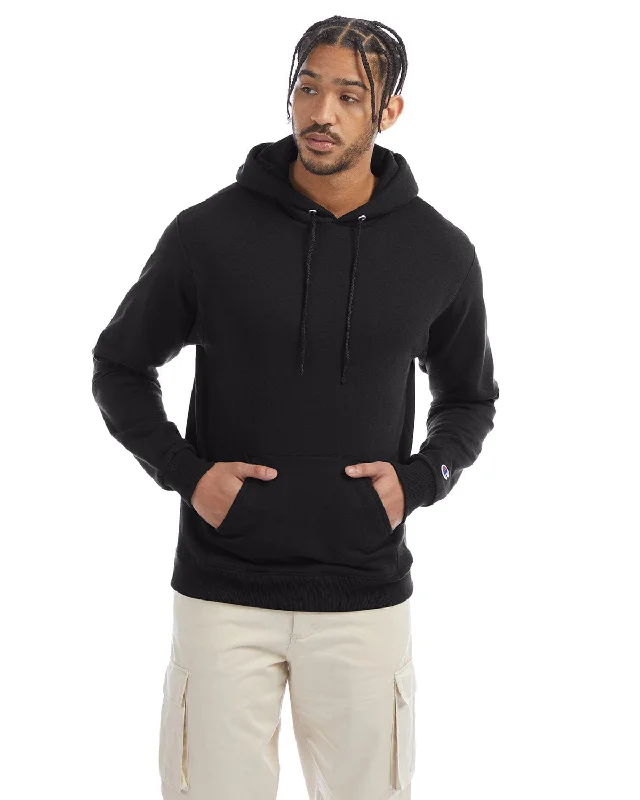 Champion EcoSmart Hooded Sweatshirt | Black Hoodie Crop Top Short Trendy