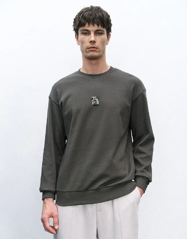 Crew Neck Loose Sweatshirt Hoodie with Logo Branding Identity