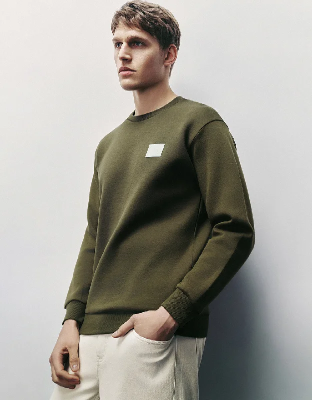 Crew Neck Straight Sweatshirt Hoodie with Elastic Cuffs Stretchable Comfortable