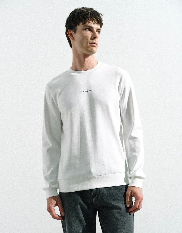Crew Neck Straight Sweatshirt Hoodie with Back Slit Movement Comfort