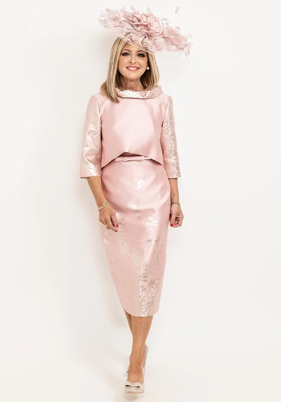 Fely Campo Metallic Leaf Dress & Jacket, Rose Pink Hoodie Zip-Up Jacket Button-Up Jacket Fely Campo Metallic Leaf Dress & Jacket, Rose Pink Hoodie Zip-Up Jacket Button-Up Jacket
