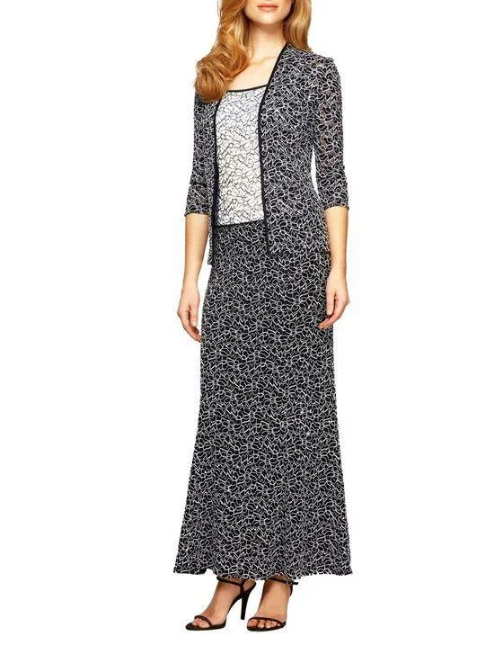 Alex Evenings AE112973 Formal Long Dress with Jacket Ribbed Jacket Pleated Jacket Ruffled Jacket Alex Evenings AE112973 Formal Long Dress with Jacket Ribbed Jacket Pleated Jacket Ruffled Jacket