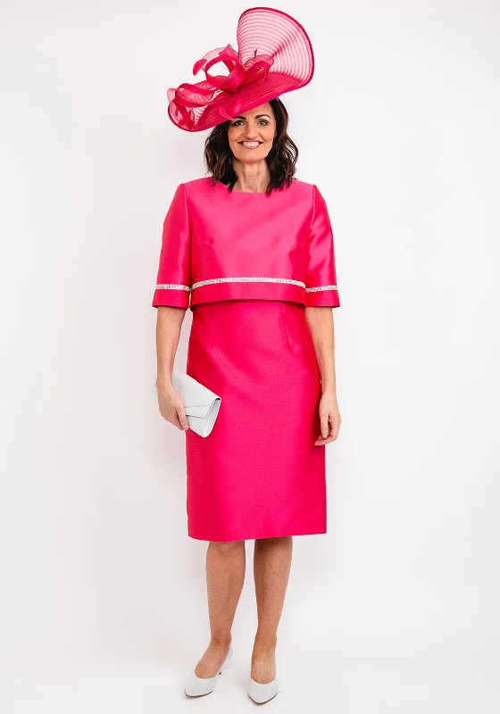 Gabriela Sanchez Metallic Print Embossed Dress & Jacket, Fuchsia Satin Jacket Silk Jacket Chiffon Jacket Gabriela Sanchez Metallic Print Embossed Dress & Jacket, Fuchsia Satin Jacket Silk Jacket Chiffon Jacket