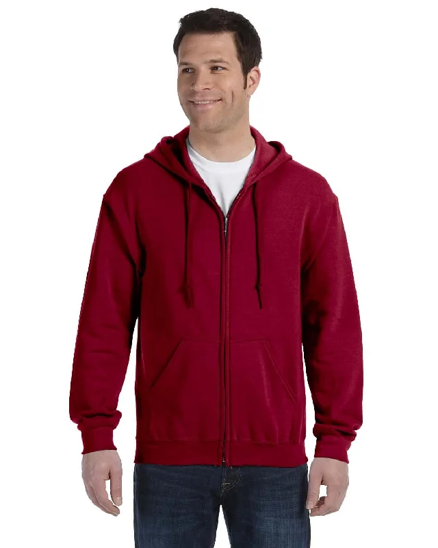 Gildan Heavy Blend 50/50 Full-Zip Hooded Sweatshirt | Cardinal Red Oversized Hoodie Comfort Casual