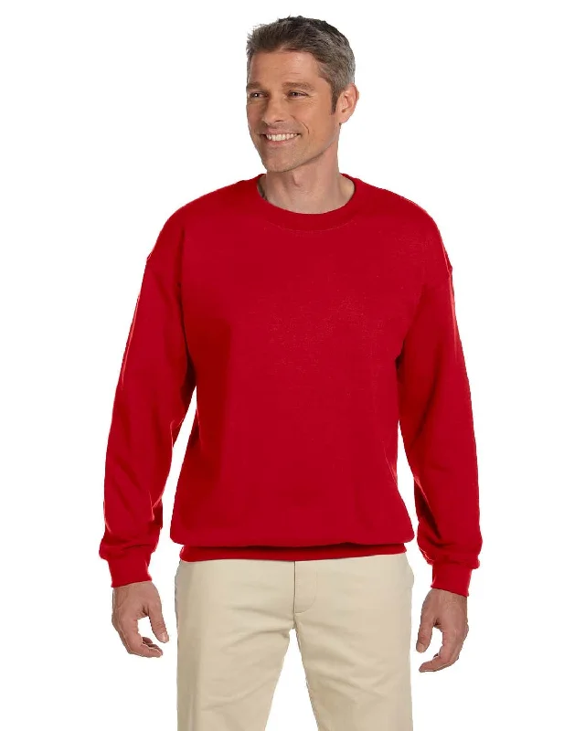 Gildan Lightweight 50/50 Crewneck Sweatshirt | Cherry Red Hoodie with Front Slit Layering Stylish