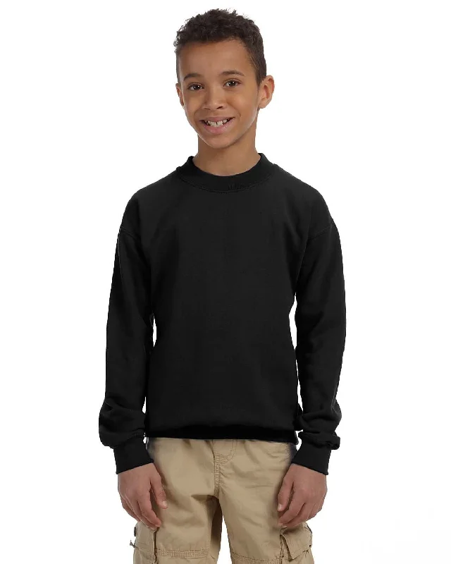 Gildan Youth 50/50 Crewneck Sweatshirt | Black Hoodie with Zipper Versatile Modern
