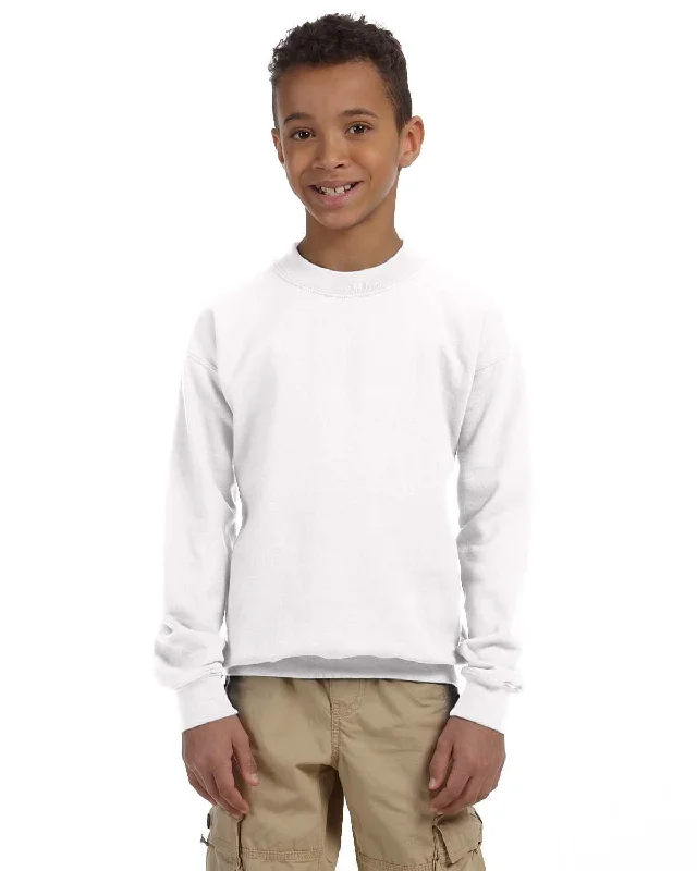 Gildan Youth 50/50 Crewneck Sweatshirt | White Hoodie with Logo Branding Identity