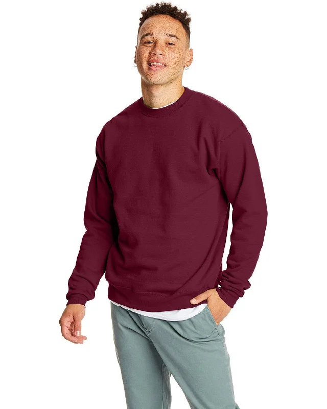 Hanes 50/50 Crewneck Sweatshirt | Maroon Hoodie with Patch Decorative Personalized
