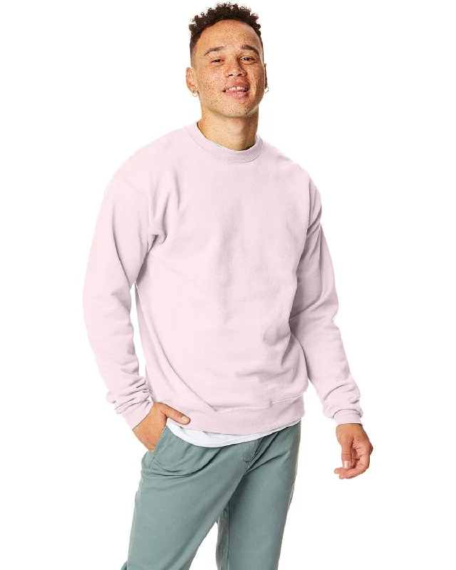 Hanes 50/50 Crewneck Sweatshirt | Pale Pink Zip Hoodie Drawstring Kangaroo Pocket