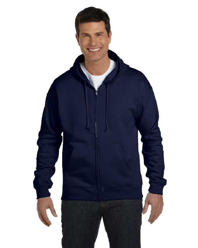 Hanes ComfortBlend 50/50 Full-Zip Hoodie | Navy Hoodie with High-Low Hem Asymmetrical Trendy
