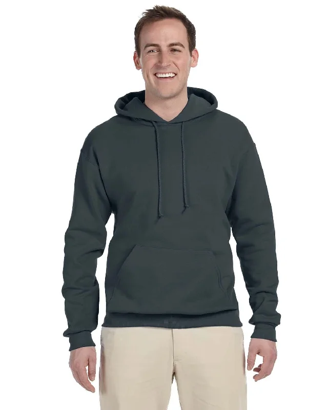 Jerzees 50/50 Hooded Sweatshirt | Black Heather Hoodie with Raglan Sleeves Sporty Comfortable Jerzees 50/50 Hooded Sweatshirt | Black Heather Hoodie with Raglan Sleeves Sporty Comfortable