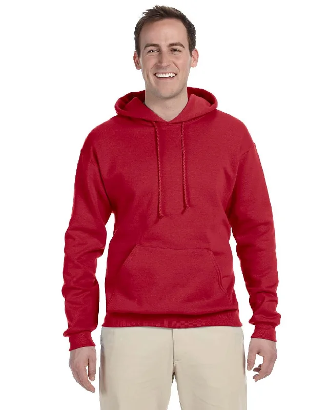 Jerzees 50/50 Hooded Sweatshirt | True Red Zip Hoodie Drawstring Kangaroo Pocket