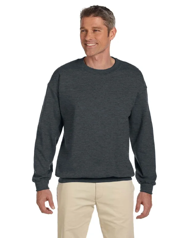Jerzees SuperSweats 50/50 Crewneck Sweatshirt | Black Heather Hoodie with Ribbed Neckline Snug Warm Jerzees SuperSweats 50/50 Crewneck Sweatshirt | Black Heather Hoodie with Ribbed Neckline Snug Warm