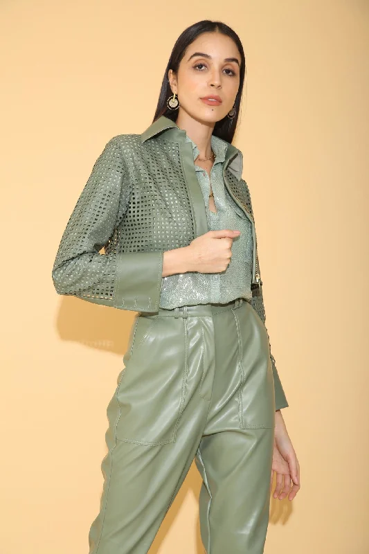 Laser Cut Crop Jacket Plaid Jacket Tartan Jacket Houndstooth Jacket