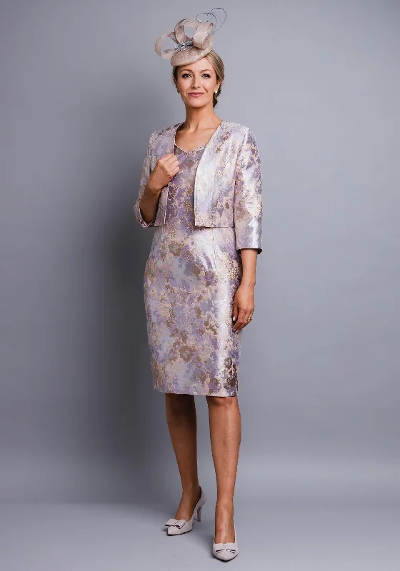 Lizabella Metallic Print Dress & Jacket, Lilac & Gold Wool Jacket Cashmere Jacket Tweed Jacket Lizabella Metallic Print Dress & Jacket, Lilac & Gold Wool Jacket Cashmere Jacket Tweed Jacket