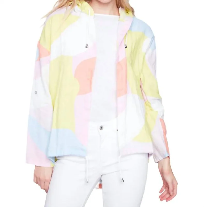 Long Duster Jacket In Graffiti Snapped Jacket Toggled Jacket Drawstring Jacket