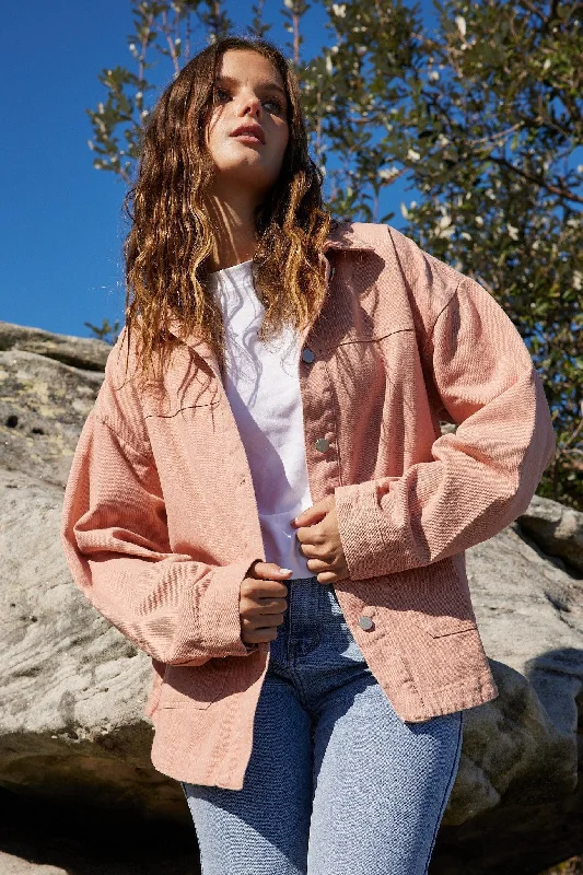 Maira Jacket - Pink Fleece Fabric Down Fabric Feather Fabric