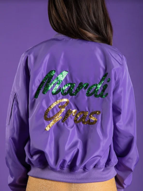 Mardi Gras Bomber Jacket Belted Jacket Elasticated Jacket Padded Jacket