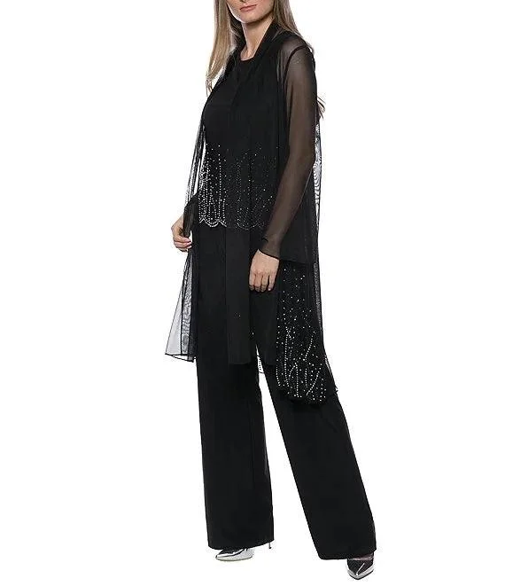 Marina Formal Two Piece Beaded Jacket Jumpsuit Set Welt Pockets Slit Pockets Flap Pockets Marina Formal Two Piece Beaded Jacket Jumpsuit Set Welt Pockets Slit Pockets Flap Pockets