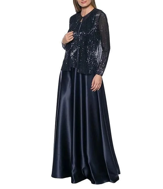 Marina Long Sleeve Formal Two Piece Jacket Dress Front Pockets Side Pockets Patch Pockets Marina Long Sleeve Formal Two Piece Jacket Dress Front Pockets Side Pockets Patch Pockets