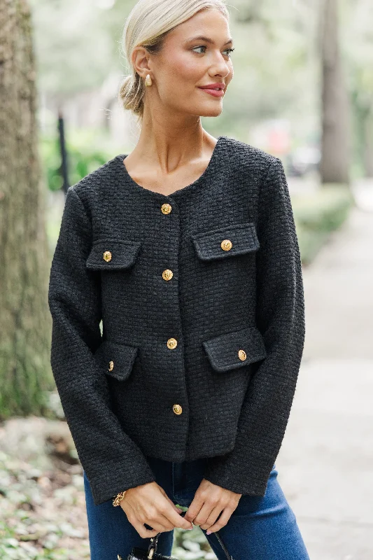 Next Level Black Tweed Jacket Fitted Jacket Loose Jacket Oversized Jacket