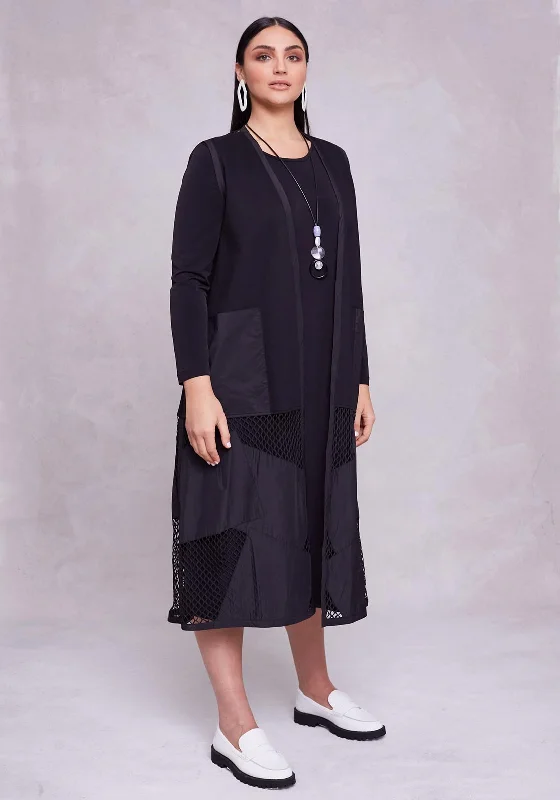 Ora Long Jacket & Dress Two Piece, Black Anorak Shell Jacket Lightweight Jacket