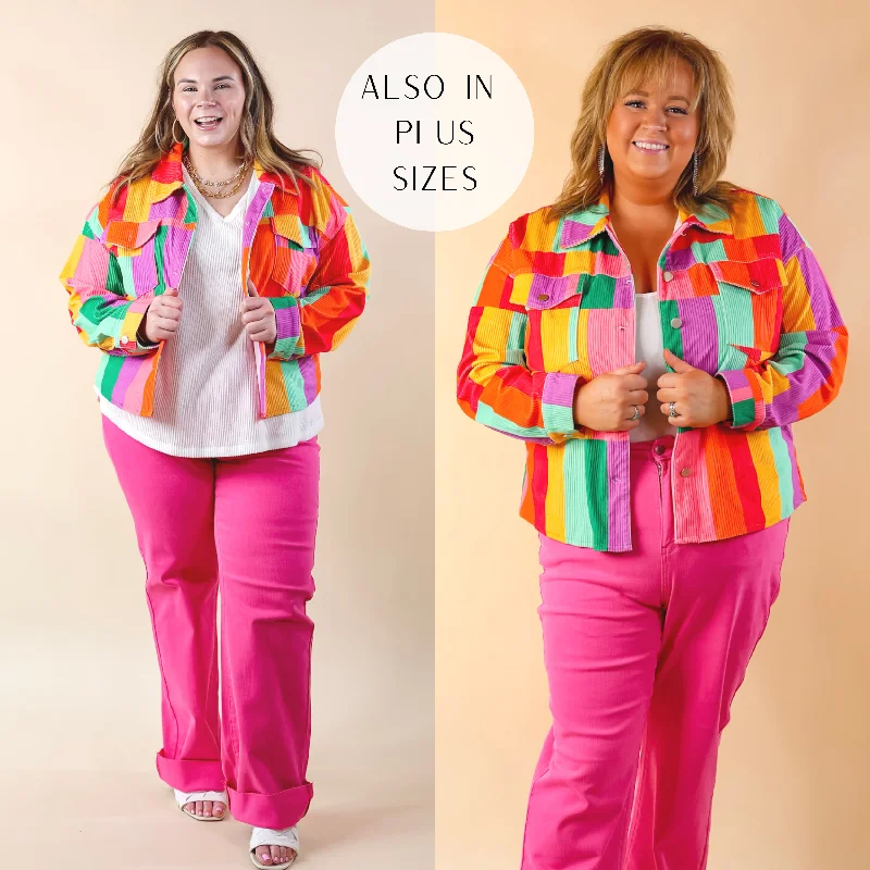 Play It Cool Button Up Corduroy Color Block Jacket in Multi Jersey Jacket Tulle Jacket Batik Jacket Play It Cool Button Up Corduroy Color Block Jacket in Multi Jersey Jacket Tulle Jacket Batik Jacket