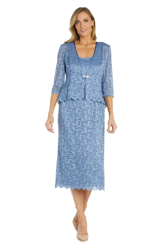 R&M Richards 9285 Mother of the Bride Lace Jacket Midi Dress Tiered Jacket Buttoned Jacket Zippered Jacket R&M Richards 9285 Mother of the Bride Lace Jacket Midi Dress Tiered Jacket Buttoned Jacket Zippered Jacket