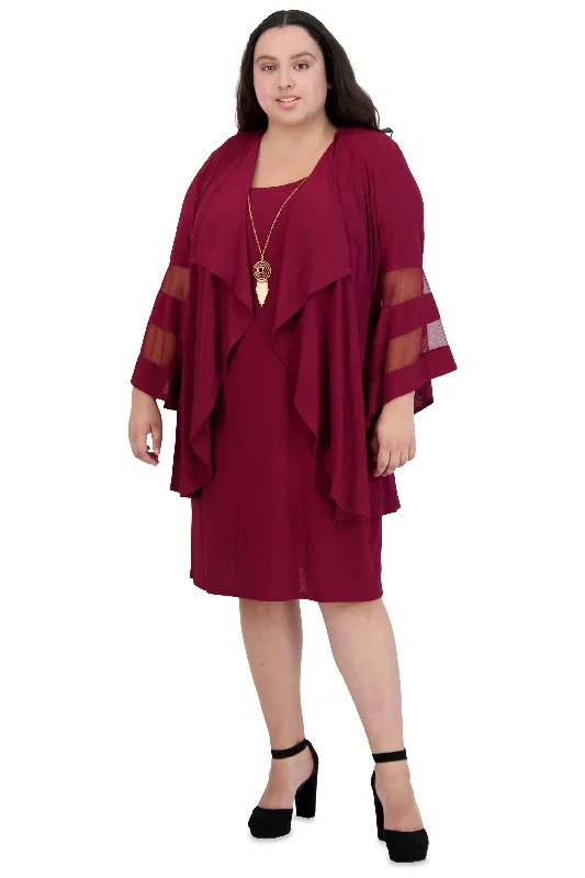 R&M Richards 7994W Short Plus Size Jacket Dress Zip Front Button Front Snap Front