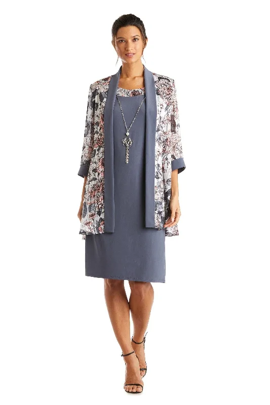R&M Richards 7119 Short Print Satin Jacket Dress Sale Cardigan Sweater Pullover