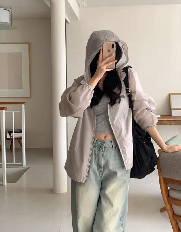 Simple thin loose jacket Bomber Jacket Anorak Windbreaker