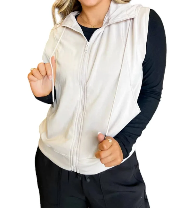 Sleeveless Hoodie Jacket In Mocha Cream Mesh Jacket Canvas Jacket Denim Jacket
