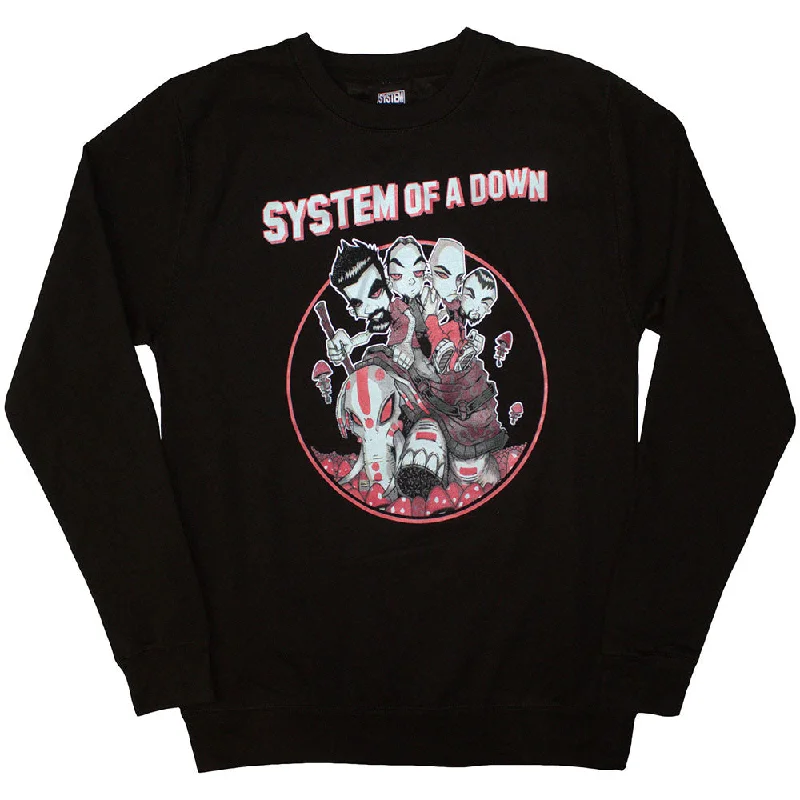 System Of A Down | Official Band Sweatshirt | Mushroom People Hoodie with Hem Elastic Stretchable Comfortable