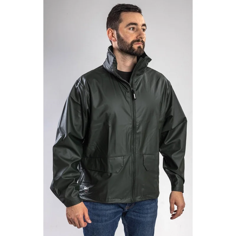 Helly Hansen Workwear Voss Jacket  Dark Green Trench Coat Raincoat Waterproof Jacket