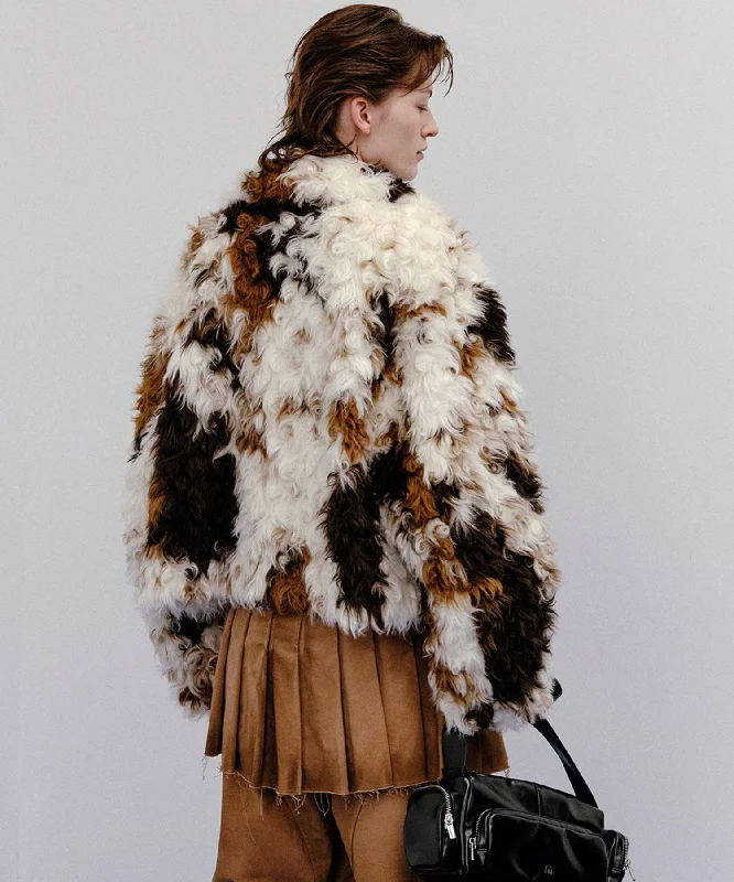 Curl Faux Fur Coat Fur-Lined Aviator Coat