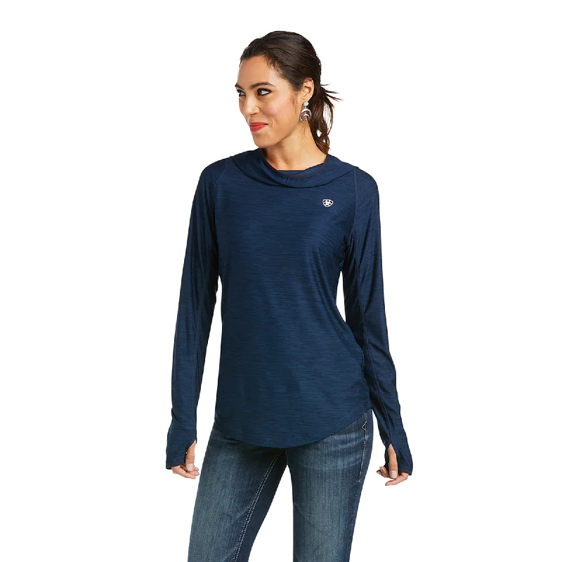Ariat Ladies Laguna Long Sleeve Navy Hoodie Pullover 10037416 Solo Sleeve Pullover