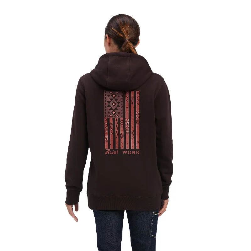 Ariat Ladies Rebar Aztec Graphic Brown Pullover Hoodie 10041465 Boat Neck Sweater