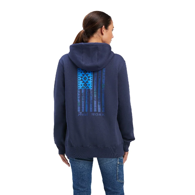 Ariat Ladies Rebar Aztec Graphic Indigo Pullover Hoodie 10041466 Bateau Neck Pullover Ariat Ladies Rebar Aztec Graphic Indigo Pullover Hoodie 10041466 Bateau Neck Pullover