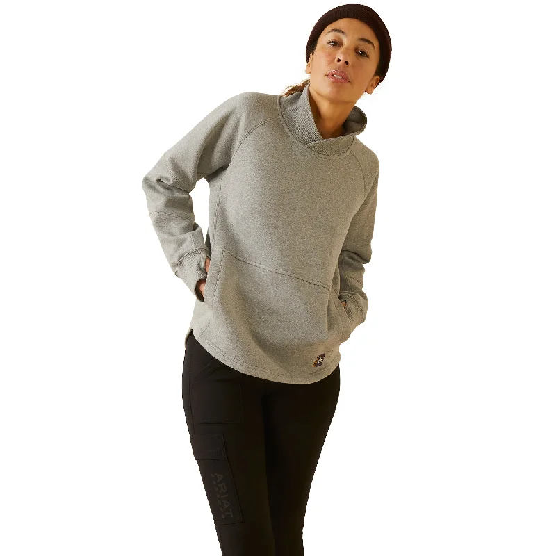 Ariat Ladies Rebar Workman Oversized Funnel Heather Grey Pullover 10046379 Keyhole Neck Pullover Ariat Ladies Rebar Workman Oversized Funnel Heather Grey Pullover 10046379 Keyhole Neck Pullover