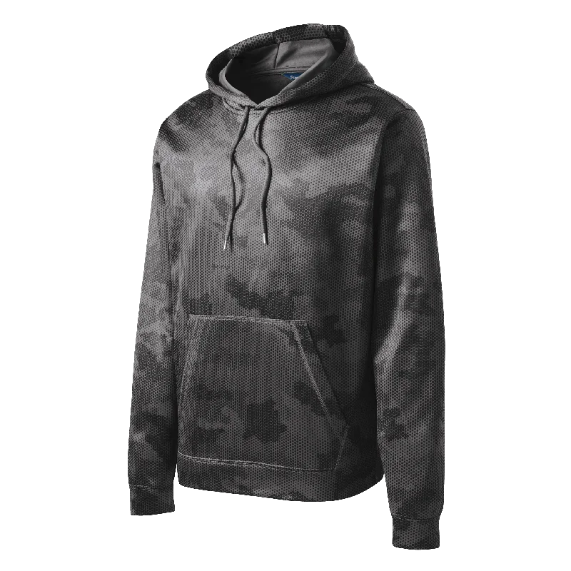 B1538 CamoHex Fleece Hooded Pullover One Shoulder Top