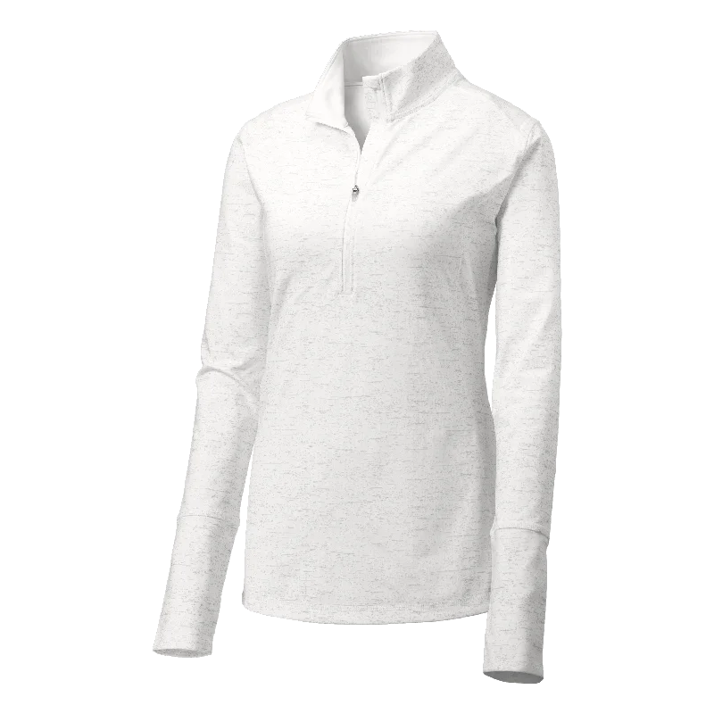 B1907W Ladies Stretch Reflective Heather 1/2 Zip Pullover High Neck Pullover