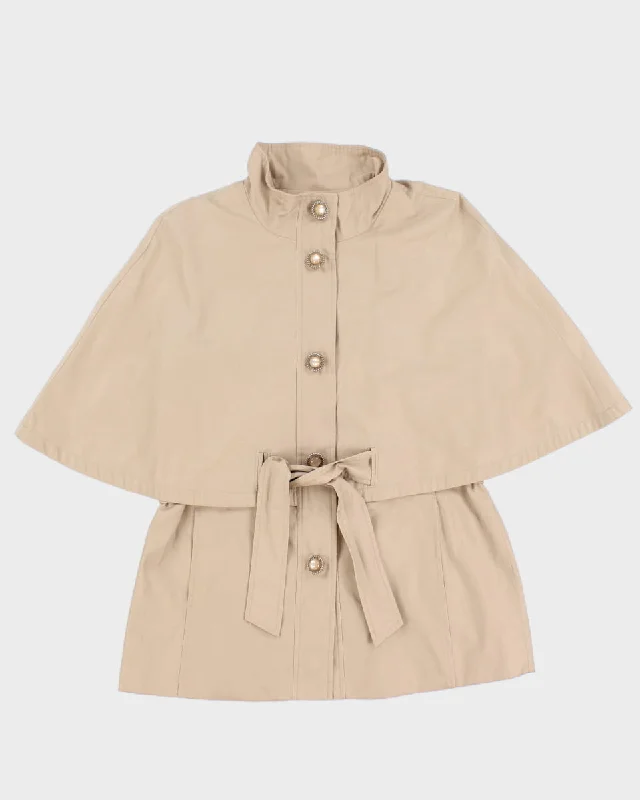 Betsey Johnson Khaki Cape Poncho Coat - M Suede Fringe Jacket
