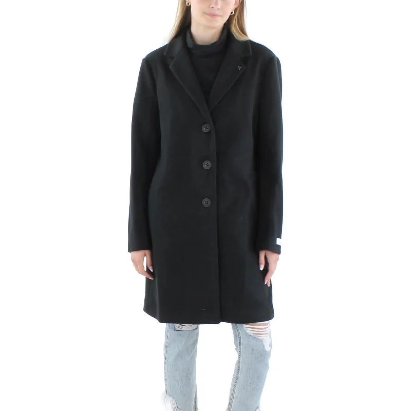 Womens Collar Polyester Pea Coat Military-Inspired Jacket